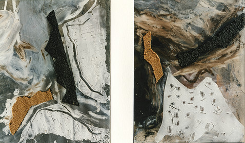 PALIMPSESTEacrylique, marbre, terrepapier réemploi, oxyde de fer32 x 25 deux fois19  5  97 ( 3 & 4 )