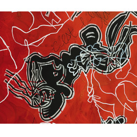 GEANTE APSARA n° 21   SUZANNEdétail du RECTOon voit les tracés blancs et les fragments de textes200 x 90 06 - 2023