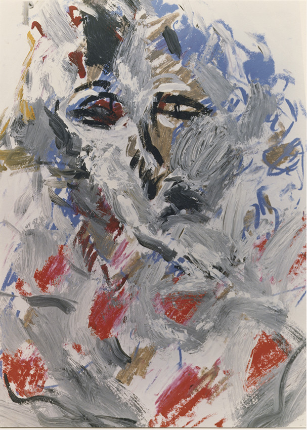 Légende :	2058Description :DENISEacrylique, craie, papier50 x 65 - 5 82 -2