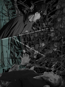 DEVANT LA LOI 11image en hauteur, au format 30 x 40 cm   existe aussi au format 60 x 80Photo montages numériques, dessin, blue screen, impression jet d’encres aux pigments.