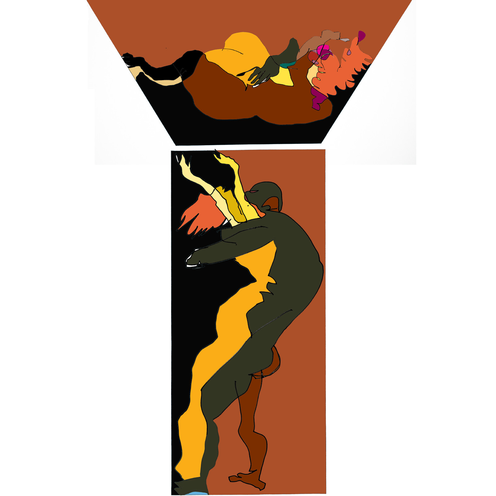 Dessins en aveugle à partir des photos des couples.Réalisation sur palette graphique Impression jets d'encresFormat A 2   12 - 2022